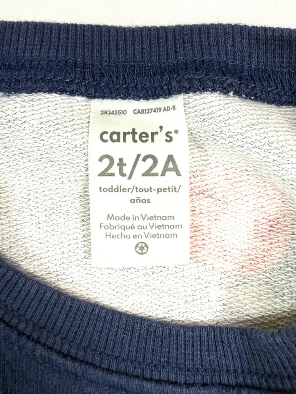 CARTERS Girls Apple Print Sweatshirt 2T‎ Navy Red Fruit Cozy Cottagecore Preppy